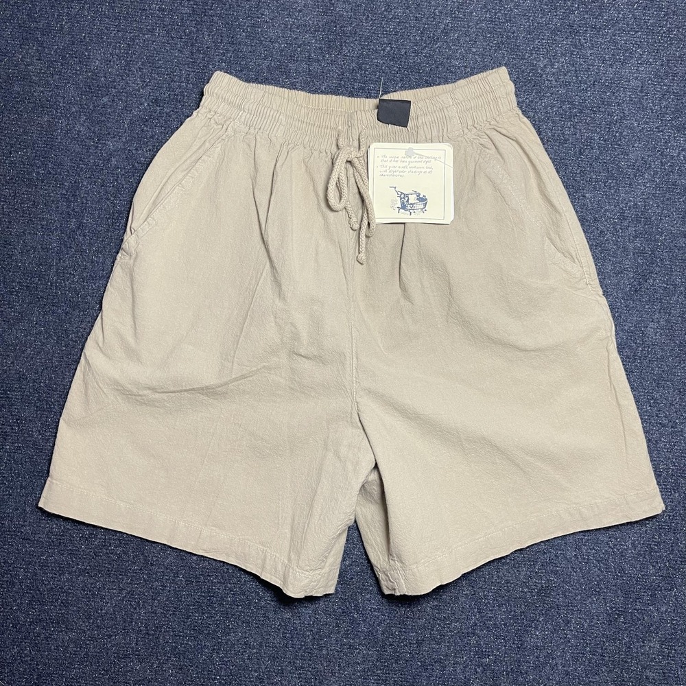 Vintage Erika Classics Shorts Womens Small Beige Twill Drawstring Elastic Waist